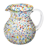 Hand Blown Mexican Glass Pitcher – Confetti Rock Design 70 Ounces