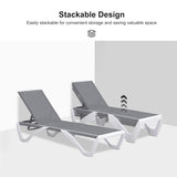 PURPLE LEAF Patio Chaise Lounge Chair Outdoor Plastic Textilene Sun Bathing Recliner Tanning Pool Lounger with 6 Adjustable Position for Outside Beach in-Pool Lawn Poolside