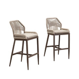 PURPLE LEAF Patio Sunbrella Bar Stools Set of 2  Rattan Bar Aluminum Bar Stool Outdoor Barstools with Back and Cushion for Garden Kitchen Island