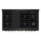 ZLINE 48"Gas Range, Convection Gas Oven, Black, Gold,SGRBZ-48-G