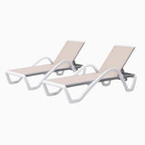 PURPLE LEAF Patio Chaise Lounge Chair Outdoor Plastic Textilene Sun Bathing Recliner Tanning Pool Lounger with 6 Adjustable Position for Outside Beach in-Pool Lawn Poolside