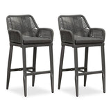 PURPLE LEAF Modern Bar Stools Aluminum Bar Stool with Cushion for Indoor and Outdoor, Kitchen Island