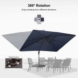 PURPLE LEAF Patio Cantilever Umbrella with Aluminum Offset Hanging for Pool Garden Deck
