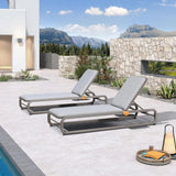PURPLE LEAF Patio Chaise Lounge with Cushion Aluminum Tanning Chair Lounge Adjustable Reclining Set