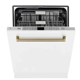 ZLINE Autograph 24" Dishwasher, White Door, Bronze DWMTZ-WM-24-CB