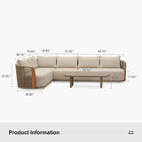 PURPLE LEAF Hailar L-Shaped Patio Conversation Set with Genuine Teak Cushions and Pillows Olefin Rope Backres Outdoor Couch Sets for Backyard Porch
