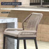 PURPLE LEAF Outdoor Bar Stools Wicker Rattan Bar Stools with Back Aluminum Outside Garden Patio Bar Chairs
