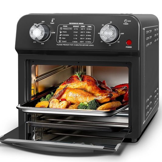 【USED】 Plum Chef Air Fryer, 13QT,360° Hot Air Circulation for Healthy Oil-Free Cooking,Multifunctional Convection Toaster Oven Air Fryer Combo, Adjustable Temp & Time Control, Stainless Steel Contertop Oven