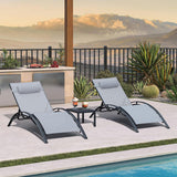 PURPLE LEAF Patio Chaise Lounge Set Outdoor Beach Pool Sunbathing Lawn Lounger Recliner Chair Outside Chairs with Side Table Included