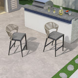 PURPLE LEAF Outdoor Bar Stool Set of 6, Wicker Chairs Bar Chairs with Cushion, All-Weather Patio Furniture kitchen stools