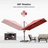PURPLE LEAF Patio Cantilever Umbrella with Aluminum Offset Hanging for Pool Garden Deck