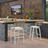 PURPLE LEAF Outdoor Bar Stool Set of 6, Wicker Chairs Bar Chairs with Cushion, All-Weather Patio Furniture kitchen stools