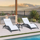 PURPLE LEAF Patio Chaise Lounge Set Outdoor Beach Pool Sunbathing Lawn Lounger Recliner Chair Outside Chairs with Side Table Included