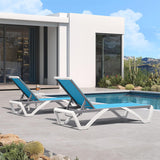 PURPLE LEAF Patio Chaise Lounge Chair Outdoor Plastic Textilene Sun Bathing Recliner Tanning Pool Lounger with 6 Adjustable Position for Outside Beach in-Pool Lawn Poolside