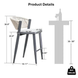 PURPLE LEAF Counter Height Bar Stool Set of 2 Outdoor Stool Chair with Footrest Patio Bar Height Stools Rattan Barstools for Outdoor or Indoor