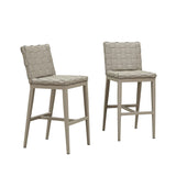 PURPLE LEAF Outdoor Counter Height Stools Set of 2, PU Leather Patio Bar Set with Aluminum Frame, Bar Chairs for Poolside, Garden, Kitchen Island
