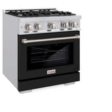 ZLINE 30" Select Dual Fuel Range Gas Cooktop Electric Convection Oven Stainless Steel Black Matte Door HDR-BLM-30