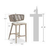 PURPLE LEAF Outdoor Bar Stools, All Weather Rattan and Aluminum Patio Bar Stool with Cushion for Indoor and Outdoor.