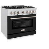 ZLINE 36" Select Gas Range Convection Gas Oven DuraSnow® Stainless Steel Black Matte Door HGRS-BLM-36