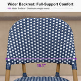 PURPLE LEAF Outdoor Bar Height Stools Set of 2 French Country Patio Rattan Bar Stool Chairs Outdoor Armless Barstools for Porch Garden Indoor Kitchen