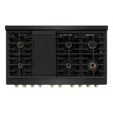 ZLINE 48"Gas Range, Convection Gas Oven, Black, Champagne Bronze,SGRBZ-48-CB