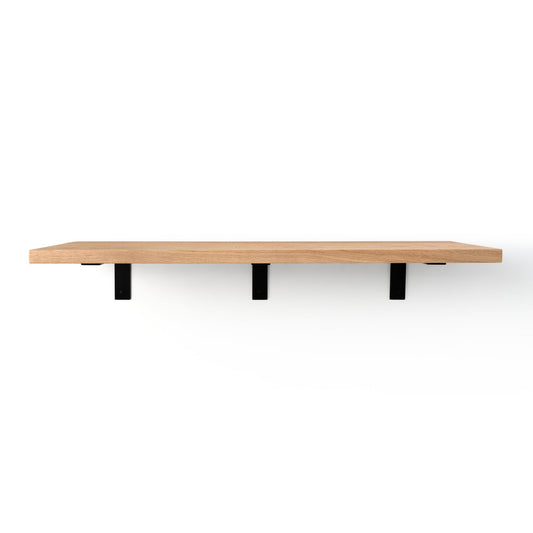 Deep Wood Shelf with Black Steel L Brackets