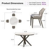 PURPLE LEAF Round Outdoor Dining Set Patio Aluminum Dining Set Round Table and Wicker Chairs with Sunbrella Cushions for Kitchen Deck