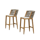 PURPLE LEAF Outdoor Bar Stools Set of 2 for Overweight Wicker Rattan Patio Barstools Woven Modern Bar Chairs with Backrest and Cushions for Garden Outside