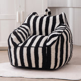MAXYOYO Kids Bean Bag Chair, Sherpa Bean Bag Couch with Decorative Edges for children's room (Stripe Black)