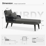 PURPLE LEAF Patio Chaise Lounge Chair, Aluminum Pool Lounge Chairs for Outdoor with 2 Cushions for Deck, Pool, Lawn, Garden, Courtyard, Porch, Teak