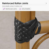 PURPLE LEAF Patio French Counter Stool Set of 2 Outdoor Backrest Barstools Aluminum Frame Woven Rattan for Indoor Kitchen Garden Balcony Restaurant