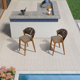 PURPLE LEAF Outdoor Bar Stool Set of 6, Wicker Chairs Bar Chairs with Cushion, All-Weather Patio Furniture kitchen stools