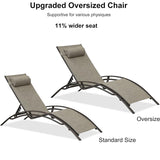 PURPLE LEAF Outdoor Chaise Lounge Chair  Patio Pool Lounger Bronze Aluminum Chairs with Side Table Adjustable Tanning Recliner for Outside Backyard Yard Deck Balcony Beach