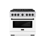 ZLINE 36"Paramount Dual Fuel Range White Matte Matte Black SDRZ-WM-36-MB