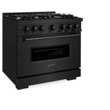 ZLINE 36" Dual Fuel Range, Gas Cooktop, Electric Convection Oven Black Stainless Steel, CDRB-36