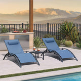 PURPLE LEAF Patio Chaise Lounge Set Outdoor Beach Pool Sunbathing Lawn Lounger Recliner Chair Outside Chairs with Side Table Included