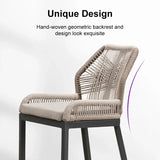 PURPLE LEAF Bar Stools Set of 4 Outdoor Aluminum Barstools with Back Modern Wicker Rattan Boho Garden Pool Patio Bar Chairs