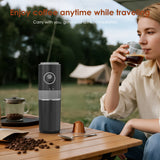 Plum Chef Portable Electric Coffee Grinder and Hand Brew Coffee Maker, 4 in 1 Wireless Travel Coffee Machine with 1500mAh Battery, Adjustable Burr Grinder, 320ml Stainless Steel Cup, for Travel Camping Home Office, Black
