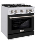 ZLINE 30" Select Dual Fuel Range Gas Cooktop Electric Convection Oven DuraSnow® Stainless Steel Black Matte Door HDRS-BLM-30