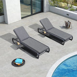 PURPLE LEAF Patio Chaise Lounge with Cushion Aluminum Tanning Chair Lounge Adjustable Reclining Set