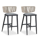 PURPLE LEAF Outdoor Bar Stools, All Weather Rattan and Aluminum Patio Bar Stool with Cushion for Indoor and Outdoor.