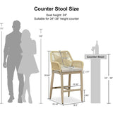 PURPLE LEAF Modern Bar Stools Aluminum Bar Stool with Cushion for Indoor and Outdoor, Kitchen Island