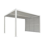 PURPLE LEAF Athena Louvered Pergola white Outdoor Aluminum Pergola with Shutter Wall Adjustable Gazebo Rainproof for Patio Deck Garden