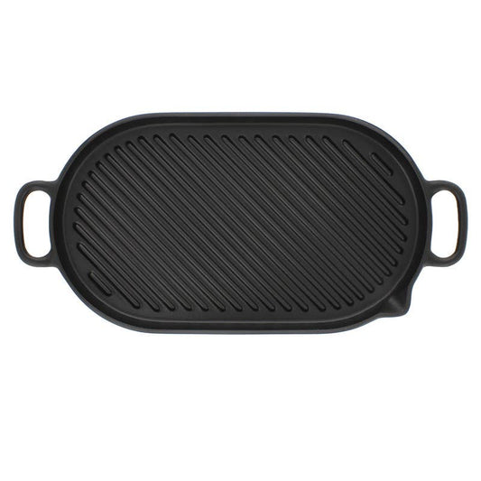 Chasseur French Oval Cast Iron Grill Pan 18-inch Black