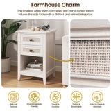 Wholesale Grayish White Rattan Nightstand with Drawer