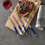 French Home Laguiole Steak Knives, Set of 4, Blue Marble