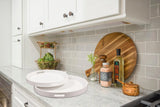 White Lacquer Round Wood Tray Set