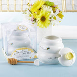 Sweet As Can Bee Ceramic Honey Pot with Wooden Dipper- Large