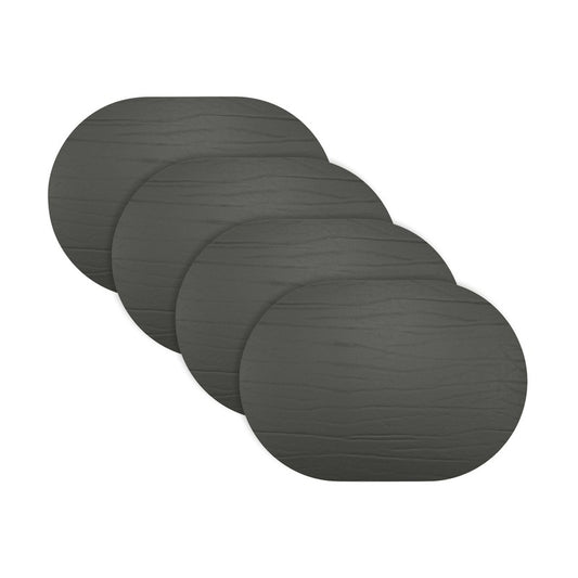 Strata Leather Black Placemat - Oval 13.3x16.5"- Set of 4