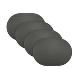 Strata Leather Black Placemat - Oval 13.3x16.5"- Set of 4